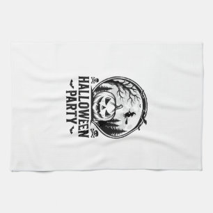 Retro Halloween-feest Pompoen Heks T-shirt Ontwerp Theedoek