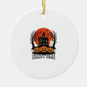 Retro Halloween Feest Tijd Geest Pompoen Shirt_1 Keramisch Ornament