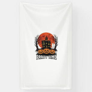 Retro Halloween Feest Tijd Geest Pompoen Shirt_1 Spandoek