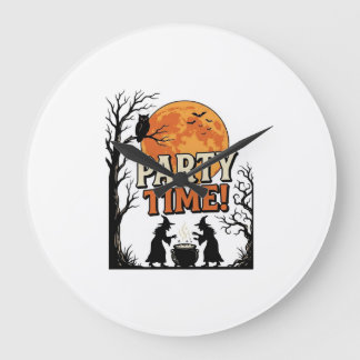 Retro Halloween Feest Tijd Heks Ketel Shirt_ Grote Klok