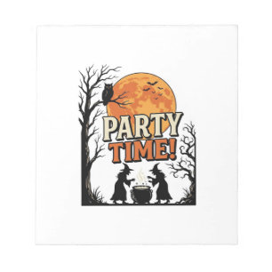 Retro Halloween Feest Tijd Heks Ketel Shirt_ Notitieblok