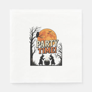 Retro Halloween Feest Tijd Heks Ketel Shirt_ Servet