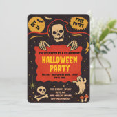 Retro Halloween-feest uitnodiging (Staand voorkant)