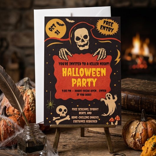 Retro Halloween-feest uitnodiging