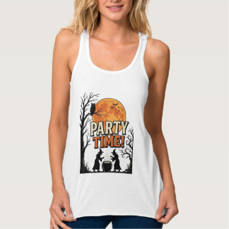 Retro Halloween Feesttijd Heks Toverketel Shirt_ Tanktop