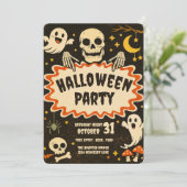 Retro Halloween-feestuitnodiging Kaart (Staand voorkant)