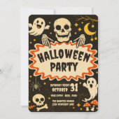Retro Halloween-feestuitnodiging Kaart (Voorkant)