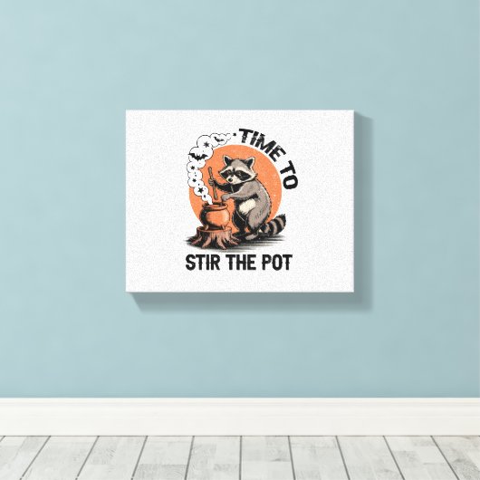 Retro Halloween Feral Time om de pot te roeren Canvas Afdruk (Insitu (Houten vloer))