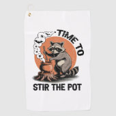 Retro Halloween Feral Time om de pot te roeren Golfhanddoek (Voorkant)