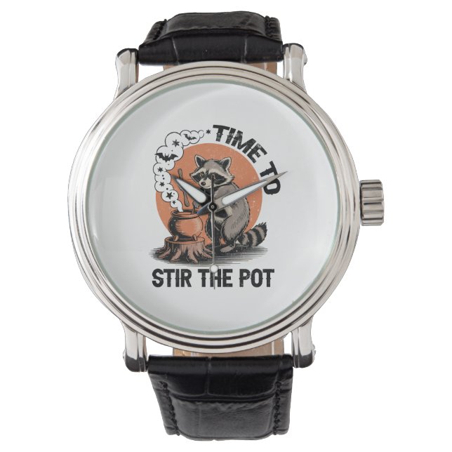 Retro Halloween Feral Time om de pot te roeren Horloge (Voorkant)
