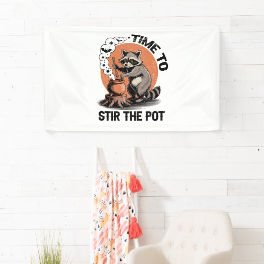 Retro Halloween Feral Time om de pot te roeren Spandoek (Insitu)