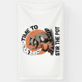 Retro Halloween Feral Time om de pot te roeren Spandoek (Verticaal)