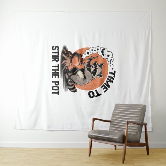 Retro Halloween Feral Time om de pot te roeren Wandkleed (In Situ (horizontaal))