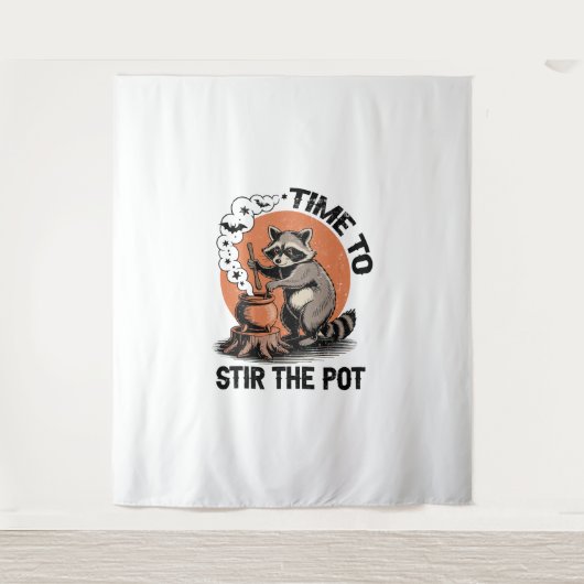 Retro Halloween Feral Time om de pot te roeren Wandkleed (Voorkant)