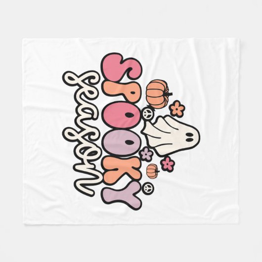 Retro Halloween Fleece Deken (Voorkant (Horizontaal))