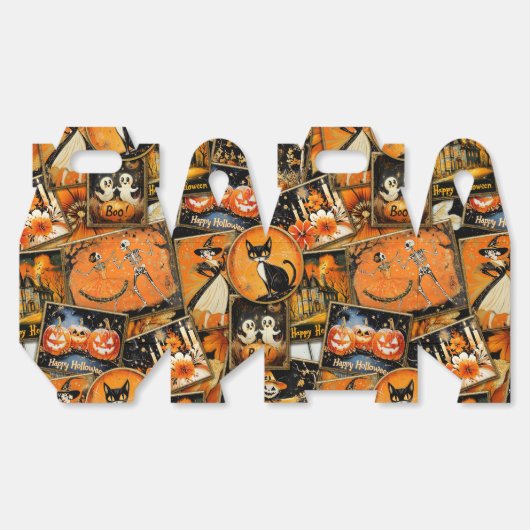 Retro  Halloween Fun Collage Bedankdoosjes (Ongevouwen)