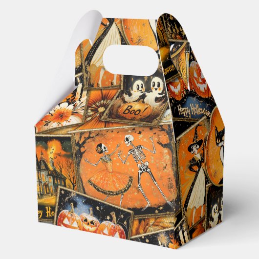 Retro  Halloween Fun Collage Bedankdoosjes (Achterkant)