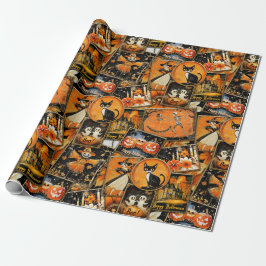 Retro  Halloween Fun Collage Cadeaupapier