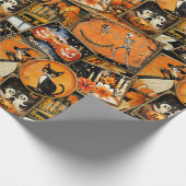 Retro  Halloween Fun Collage Cadeaupapier (Hoek)