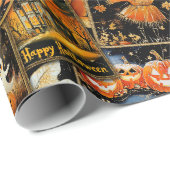 Retro  Halloween Fun Collage Cadeaupapier (Rol Hoek)