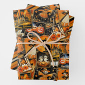 Retro  Halloween Fun Collage Inpakpapier Vel (In situ)