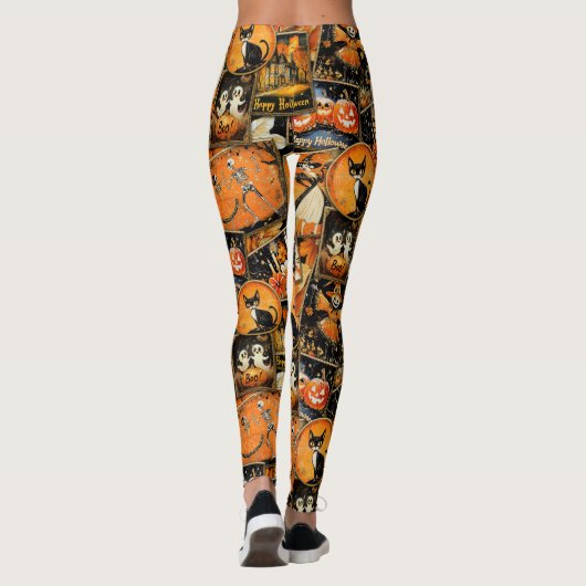 Retro  Halloween Fun Collage Leggings (Achterkant)