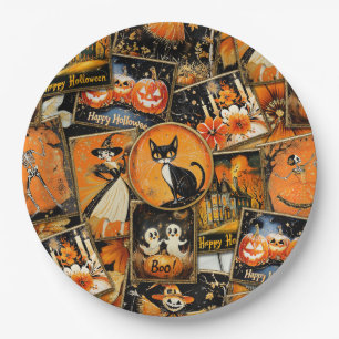 Retro  Halloween Fun Collage Papieren Bordje