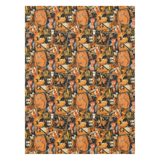 Retro Halloween Fun Collage Tafelkleed (Voorkant)