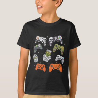Retro Halloween-gamecontroller skelet Game Ha T-shirt