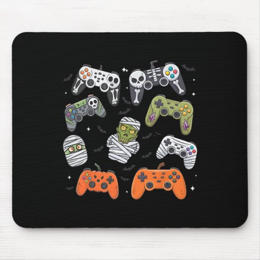 Retro Halloween Gaming Controller Skeleton Game Ha Muismat (Voorkant)