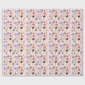 Retro Halloween  Gedekte Doodles Cadeaupapier (Vlak)