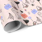 Retro Halloween  Gedekte Doodles Cadeaupapier (Rol Hoek)
