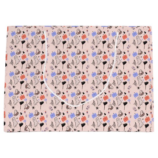 Retro Halloween  Gedekte Doodles Groot Cadeauzakje (Voorkant)