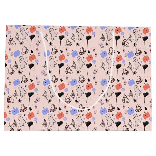 Retro Halloween Gedekte Doodles Groot Cadeauzakje (Achterkant)