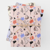 Retro Halloween  Gedekte Doodles Inpakpapier Vel (In situ)