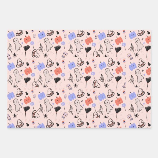 Retro Halloween  Gedekte Doodles Inpakpapier Vel (Voorkant)