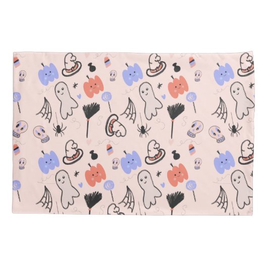 Retro Halloween Gedekte Doodles Kussensloop (Achterkant)