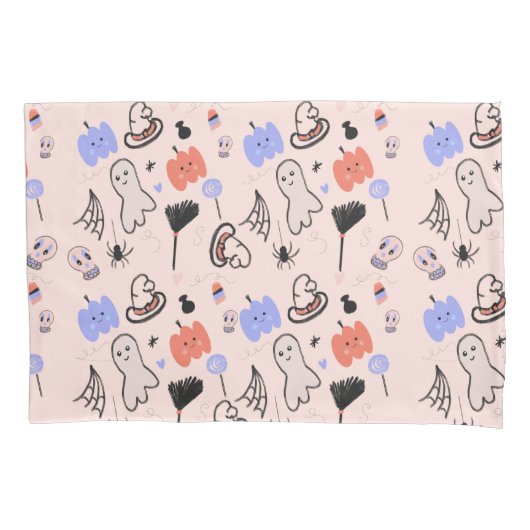 Retro Halloween Gedekte Doodles Kussensloop (Voorkant)