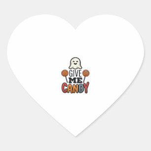 Retro Halloween Geef Me Snoep Geest T-Shirt Ontwer Hart Sticker
