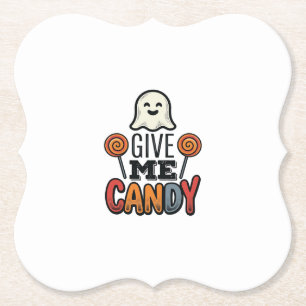 Retro Halloween Geef Me Snoep Geest T-Shirt Ontwer Kartonnen Onderzetters