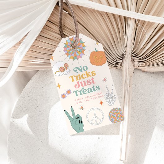 Retro Halloween Geen Tricks Gewoon Treats Cadeaulabel