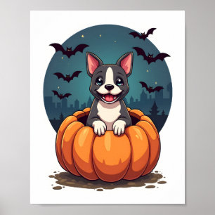 Retro Halloween Geest Franse Bulldog Gotisch Png Poster