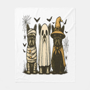 Retro Halloween Geest Franse Bulldog Gotische Png Fleece Deken