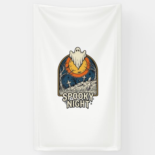 Retro Halloween Geest Kerkhof Gravure Shirt_ Spandoek (Verticaal)