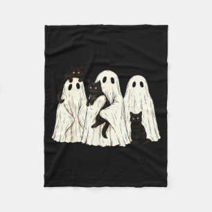 Retro Halloween Geest met Zwarte Kat Kostuum Fleece Deken