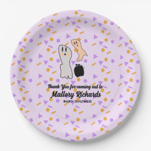 Retro Halloween Geest Onze Kleine Boe Baby Shower Papieren Bordje