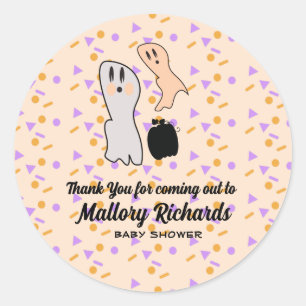 Retro Halloween Geest Onze Kleine Boo Baby Shower  Ronde Sticker