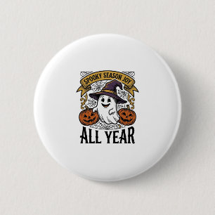 Retro Halloween Geest Spokerig Seizoen Vrolijk T-s Ronde Button 5,7 Cm