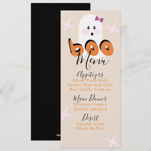 Retro Halloween Geest Verjaardagsfeest Menu (Voorkant / Achterkant)