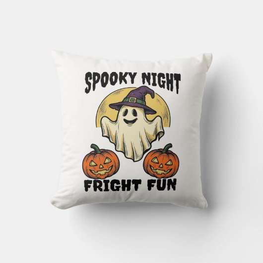 Retro Halloween Geest Verschrikkelijke Pompoen Shi Kussen (Voorkant)